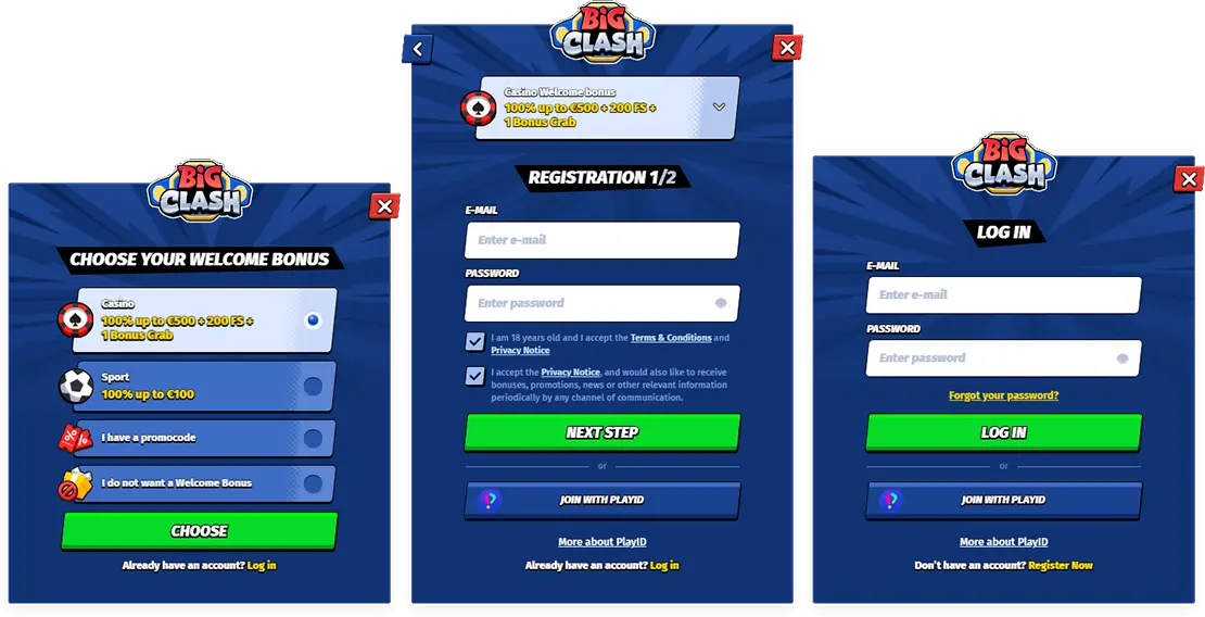 BigClash Registratie en aanmelding